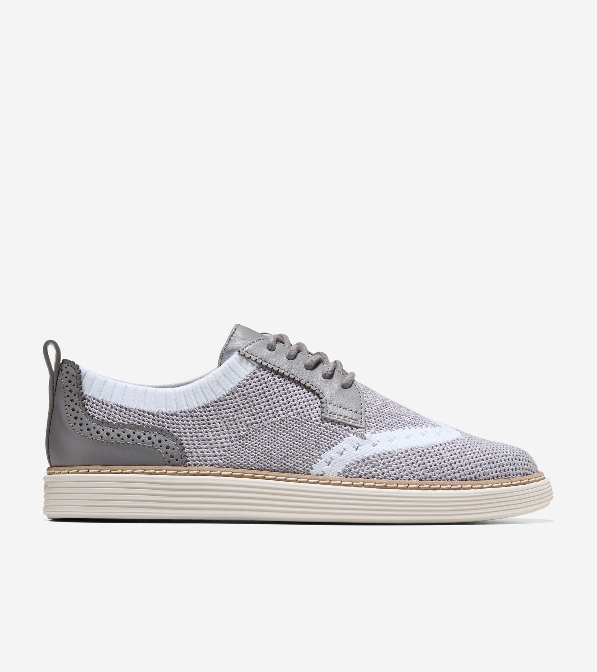 W33218:FROST GRAY AND WHITE HEATHERED KNIT/FROST GRAY/IVORY